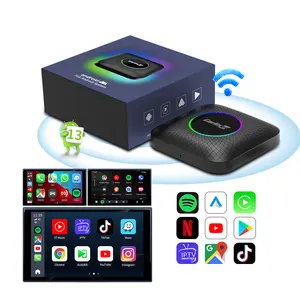 Fábrica personalizada Android Box Carlinkit Tbox ambiental LED 128GB Popular inalámbrico Carplay adaptador USB dongle para Apple