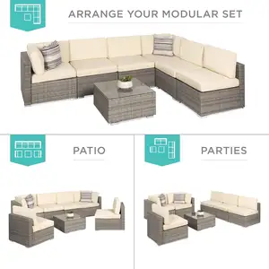 Outdoor Sofa Wicker Patio Conversation Set W/ 2 Pillows Coffee Table Cover Included