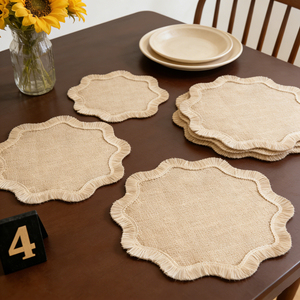 Manteles Individuales de Yute, Aislantes del Calor, Impermeables, con Forma de Flor, Elegantes para Restaurante, para Comida Caliente - Product Image 4