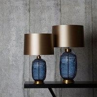 Lampe de chevet de bureau moderne Décoration simple classique de style chinois avec base en verre Veilleuse LED Nouvelle lampe de table LED moderne