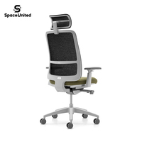 Chaise de bureau ergonomique pivotante moderne SpaceUnited avec appuie-tête réglable, dossier haut en maille respirante pour le bureau