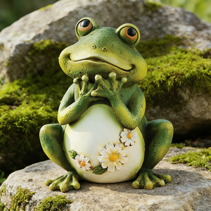 รูปปั้นกบเรซิ่นนั่งอยู่ในสวน - Product Image 2