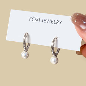 ต่างหูแฟชั่นแบบห้อย ขายส่งจำนวนมาก ชุบทอง 18K เครื่องประดับทันสมัย ต่างหูมุกแบบห่วงสำหรับผู้หญิง - Product Image 3