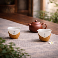 Tasse à thé en céramique de porcelaine de jade tressée en bambou de qualité supérieure, résistante à la chaleur et anti-brûlure, réutilisable et écologique, idéale pour les cadeaux promotionnels.
