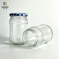 Pot en verre Mason vide de 500 ml avec épaule gaufrée, récipient alimentaire pour miel et confitures, achat en gros