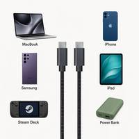 Câble USB C vers C 60W PD 3A Charge Rapide avec Puce E-Mark en Aluminium et Nylon Tressé pour MacBook iPhone Android Ordinateur Portable