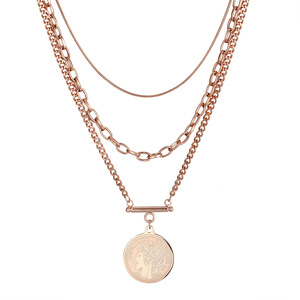 สร้อยคอจี้เหรียญมาริแอนน์ |   สร้อยคอสามชั้นสแตนเลสสตีลชุบทอง 18K PVD |   ดีไซน์ที่ได้รับแรงบันดาลใจจากสาธารณรัฐฝรั่งเศส - Product Image 2