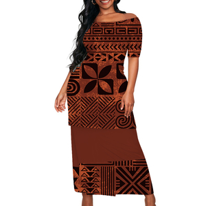 Nouvelle Robe Polynésienne <span class=keywords><strong>Femme</strong></span> 2026 à Prix Réduit, Dernière Collection, Épaules Dénudées, Motif Îles du Pacifique, Impression Personnalisable - Product Image 3