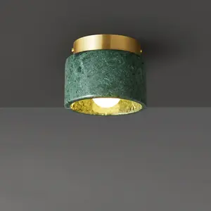 Luxuriöse Italienische Grün-Weiße Marmor Dekor Deckenlampe Moderne 120mm LED Einbauleuchte für Wohnzimmer Schlafzimmer Flur Gang Eiserner Sockel - Product Image 3