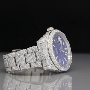 Reloj de diamantes de moissanita con cierre oculto de botón pulsador de alta calidad con reloj de diamantes con tachuelas de diamantes de claridad VVS con logotipo personalizado - Product Image 1