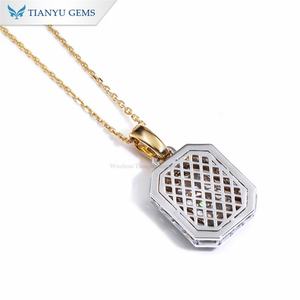 Tianyu Gems 10*14mm 10ct D VVS1 corte esmeralda D VVS1 Diamante de moissanita 18K oro sólido amarillo y blanco joyería colgante collar - Product Image 6