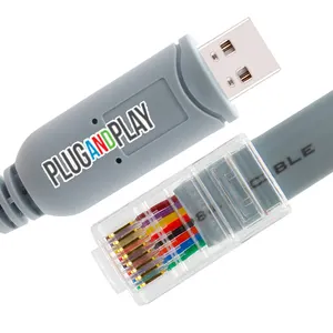 FTDI FT232RL Rollover USB a RJ45 Cable de consola Plug and Play personalizado 6 pies 2 metros para Cisco Router Switch Network Cat 8 Cable