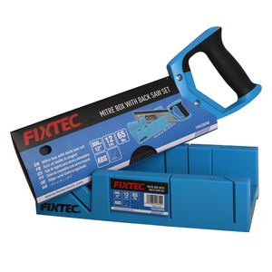 Sierra de mano profesional FIXTEC para cortar madera, 12 pulgadas, con caja de inglete ajustable y regla trasera FHHS300MB - Product Image 1