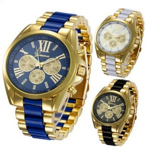 Venta al por mayor de moda <span class=keywords><strong>Ginebra</strong></span> reloj de tres ojos reloj de acero inoxidable de los hombres de cuarzo relojes - Product Image 1