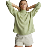 Pull tricoté décontracté à col montant et manches longues pour femme, couleur unie, avec logo personnalisé, vente en gros