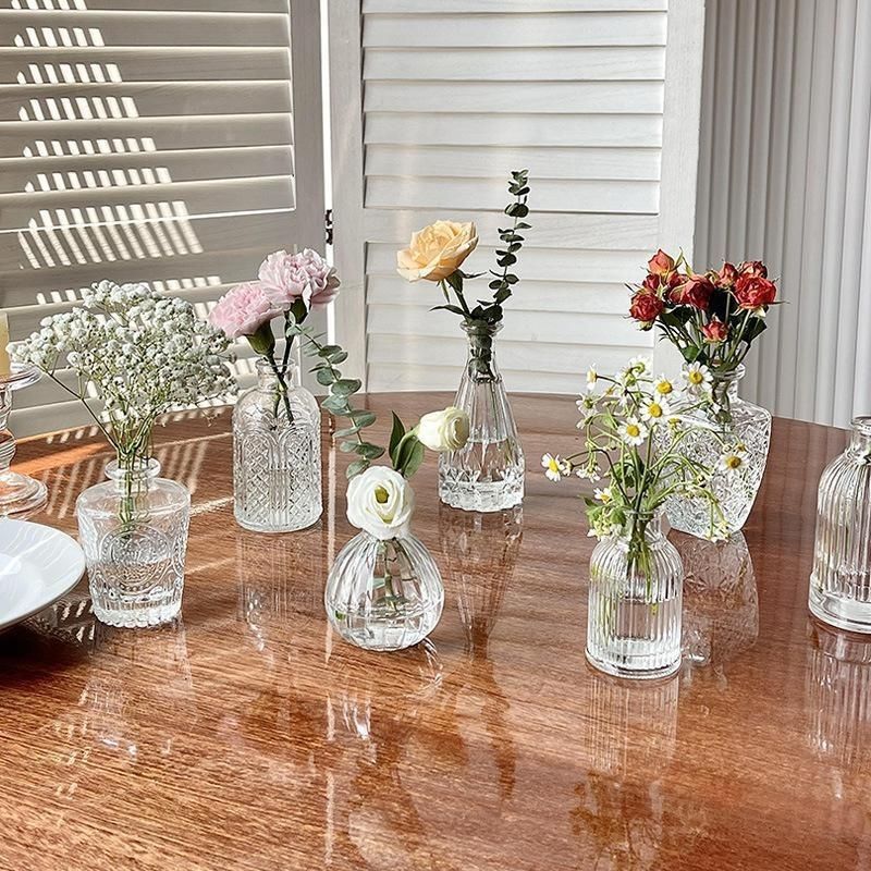 Nordic Light Luxury Glass Vase Transparent for Home Decor Model Room Hotel Villa Living Room Dining Room Factory Direct Sale