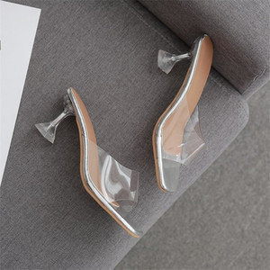 <span class=keywords><strong>Sandali</strong></span> Estivi Trasparenti con <span class=keywords><strong>Tacco</strong></span> <span class=keywords><strong>Alto</strong></span> da Donna Scarpa Singola a Punta Quadrata Sottile con Stile Sexy Ispirato al Vento Fatato per Feste - Product Image 5