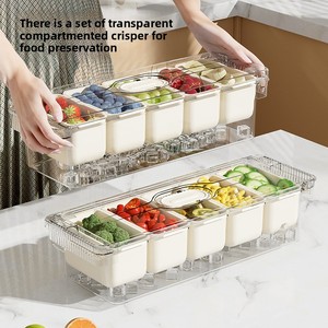 Plateau de service transparent pour condiments et fruits, en PET, <span class=keywords><strong>avec</strong></span> 5 compartiments amovibles, pour une fraîcheur optimale - Product Image 3