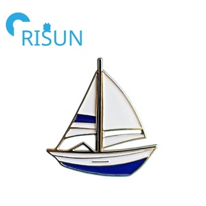 Spille Personalizzate in Smalto a Forma di Barca a Vela Nautica, Spilla da Bavero Personalizzata in Smalto <span class=keywords><strong>Oro</strong></span> Argento con Ancora Nautica per Spedizioni e Navigazione - Product Image 2