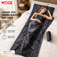 WOQI Sac de couchage rafraîchissant en satin pour draps d'hôtel usagés en été, housse de lit enveloppante pour voyage et vol, avec housse d'oreiller intégrée, vente en gros OEM