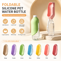 Bouteille d'eau portable pour animaux de compagnie, bouteille d'eau pliable pour chien, bouteille de voyage en silicone anti-fuite pour la promenade des chiens et des chats en extérieur