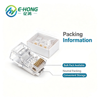 E-HONG CAT6 UTP RJ45 Modular Plug 8P8C Satu Bagian Transparan PC Kontak Berlapis Emas Konektor LAN Gigabit