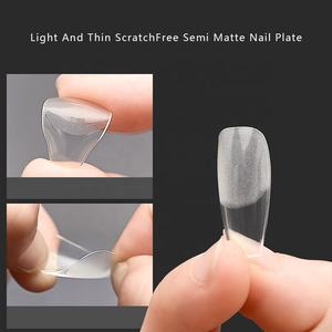 رقع أظافر ثلاثية الأبعاد فرنسية من ABS رفيعة للغاية مقاومة للماء قصيرة مربعة نصف غطاء أظافر مزيفة يمكن ارتداؤها للأصابع - Product Image 4