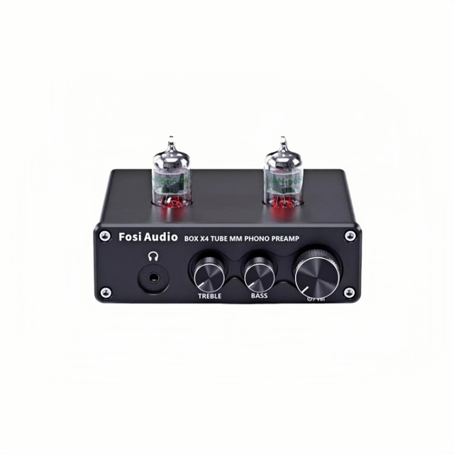 Fosi Audio Home Amplifier for Turntable Phonograph with 5654W Vacuum Tube Amplifier HiFi BOX X4 2.0 Channel Aluminium