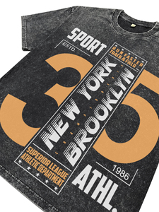 Camisetas Personalizadas para Hombre, Modelo NO.35, Impresión Deportiva DTG, Corte Regular, Transpirables, de Algodón, Color Negro Lavado Ácido, Cuello Redondo - Product Image 4
