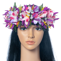 Hawaiian Velvet Fabric Plume ria Flower W Spinne Lily Haku Stirnband Blumen girlande für Hochzeits feier Tanzfestival