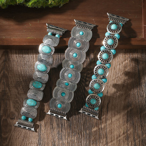 Correa de reloj inteligente con cuentas elásticas turquesa Bohemia, ajuste ajustable Universal para relojes, accesorio de moda con abalorios hechos a mano - Product Image 2