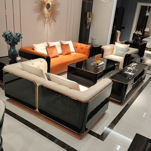 100% Blue RealหนังLuxury Royalผู้ผลิตเฟอร์นิเจอร์Designs Home Officeเลานจ์ห้องนั่งเล่นโซฟาGolden - Product Image 5