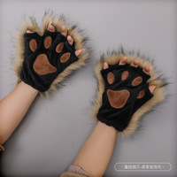 Accessoire en peluche oreilles et pattes d'animaux style Lolita, mignonnes pattes de chat Neko, gants mi-doigts, ornement assorti pour tenue quotidienne