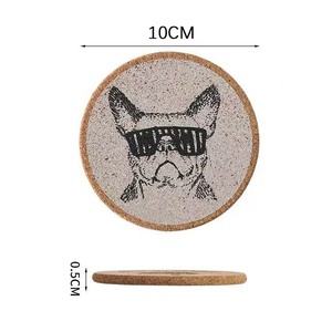 Petit chien <span class=keywords><strong>chat</strong></span> hibou visage d'animal sous-verres en liège imprimés UV 100*100*4mm - Product Image 5