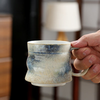 Ensemble de tasses en céramique faites à la main, tasses à café rustiques avec des rainures horizontales, tasses à thé texturées et émaillées, couleurs assorties pour la maison