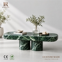 Table basse rectangulaire en marbre vert, style moderne, grande table de salon, vente en gros, usage commercial
