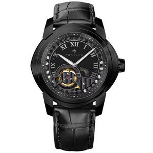 Montre mécanique pour homme PONIGER P5.29, 45 mm, petite seconde, aiguille des secondes lumineuse bleu glace, aiguille des minutes vert glace, 5 ATM, saphir - Product Image 1