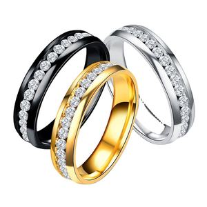 Ewelry-anillo de acero inoxidable de cristal pavé, venta al por mayor, 2022 F - Product Image 1