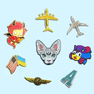 Free Sample air Plane Lapel Pin Metal Badge Manufacture Metal Hard Enamel Pins Custom Soft Enamel Aircraft Lapel Pin