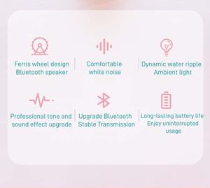 Lampe d'ambiance LED rechargeable en forme de Grande Roue avec projecteur d'ondes océaniques, fonctions de <span class=keywords><strong>bruit</strong></span> blanc et d'aide au sommeil, et haut-parleur Bluetooth - Product Image 6