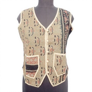 Handmade Traditional Vintage <b>Kantha</b> Vest <b>Jacket</b> Knitted 100% Pure Cotton Open Design Breathable Eco-Friendly Quick Dry - Product Image 1