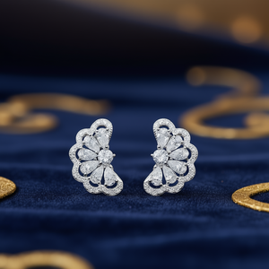 Boucles d'oreilles en or blanc E3590 avec diamants taille poire, couleur D naturelle, bijoux classiques pour femmes, pour mariage - Product Image 2