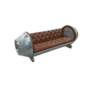 Divano Moderno di Lusso <span class=keywords><strong>Stile</strong></span> Aviazione con Telaio in Alluminio Lucidato a Motore di Aereo, in Pelle Vintage, <span class=keywords><strong>Arredamento</strong></span> <span class=keywords><strong>Industriale</strong></span> Retrò per <span class=keywords><strong>Soggiorno</strong></span> - Product Image 5