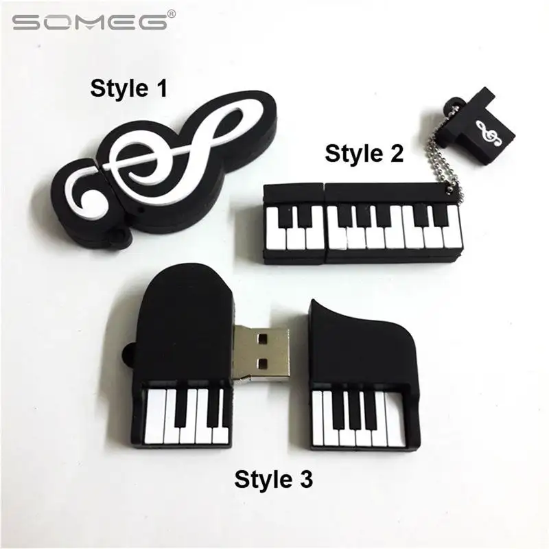 Schöne Rechteck Musik Klavier Kunststoff Cartoon Modell 2.0 USB-Stick USB-Stick Stick Stick 1GB 2GB 4GB 8GB 16GB 32GB 64GB