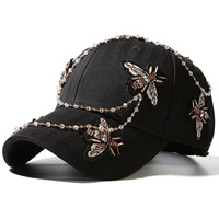 Gorra de Béisbol de 6 Paneles con Logotipo Personalizado, Gorras de Diseño con Parche Bordado, Gorras Unisex con Cadena de Cuentas y Hebilla de Metal