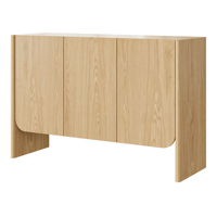 Buffet en chêne naturel à 2 portes avec coins arrondis, meuble de rangement de style Japandi pour salon