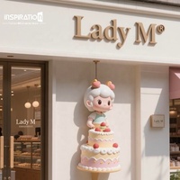 Enseigne de salon de desserts en PRV pour façade de confiserie personnalisée, art mural en fibre de verre, art mural en fibre de verre sur le thème des fruits