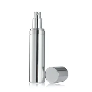 Emballage cosmétique personnalisé 30ml 50ml bouteille rechargeable sans air conteneur en aluminium argenté bouteilles cosmétiques sans air en aluminium