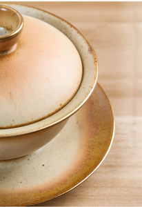 Japanese Retro Coarse <b>Clay</b> Kiln Change Glaze Cover Bowl With Gold Edge Ceramic Teacup <b>Set</b> - Product Image 6