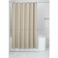 QJMAX Rideau de Douche en Tissu Gaufré Polyester Robuste, Anti-Moisissure, Imperméable, Séchage Rapide, Design Classique, 12 Crochets, Lavable en Machine